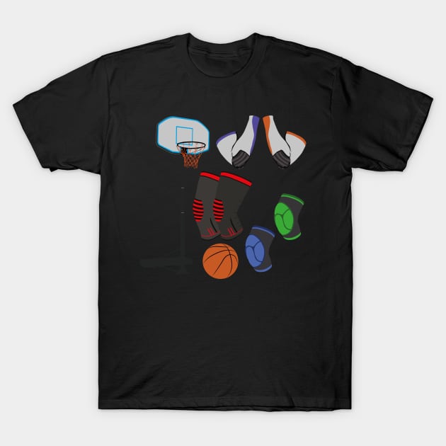 Basketball Accessories Stickers T-Shirt by VectorPB